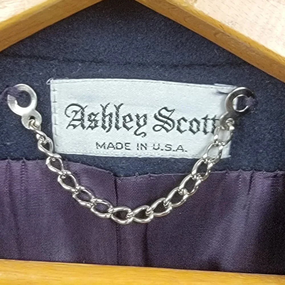 Vintage Women's Ashley Scott 100% Wool Navy Blue Coat - S - Picture 6 of 14